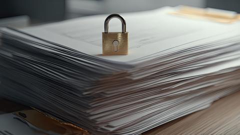 lock sitting on pile of papers