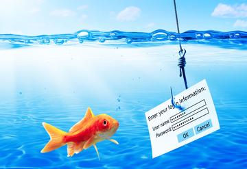 Under Water Scene With Goldfish And Login Information Attached To Large Hook
