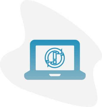 illustration of a laptop with an update alert