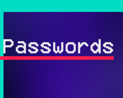 The word password on a blue background