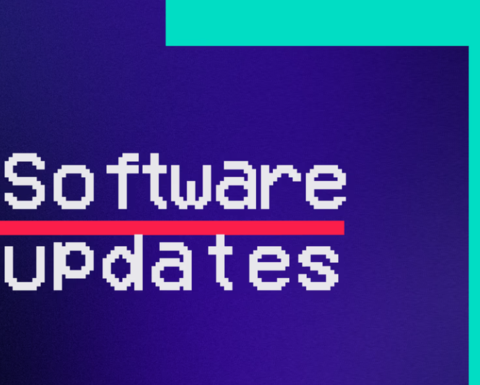 The words Software Updates against a blue background
