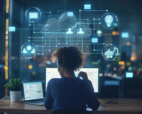 human working on mobile device